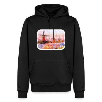 Europa Aquarellskizze Handgezeichnete Illustration - Männer Premium Bio Hoodie - Schwarz - Vorne - Nico (187cm)