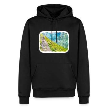 Pologne Repère Aquarelle Esquisse Dessin de peinture - Sweat à capuche Premium bio Homme - noir - Devant - Nico (187cm)