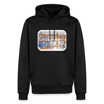 San Francisco Usa Watercolor Sketch Painting - Men’s Premium Organic Hoodie - black - Front - Nico (187cm)