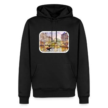 Venise Italie Aquarelle Esquisse Illustration - Sweat à capuche Premium bio Homme - noir - Devant - Nico (187cm)