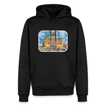 Quebec Kanada Aquarell Skizze gezeichnete Illustration - Männer Premium Bio Hoodie - Schwarz - Vorne - Nico (187cm)