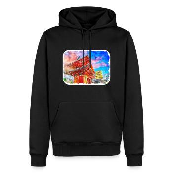 Japan Aquarellskizze Handgezeichnete Illustration - Männer Premium Bio Hoodie - Schwarz - Vorne - Nico (187cm)