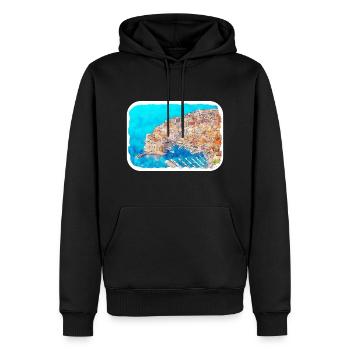 Dubrovnik Kroatien Aquarell Skizze Illustration - Männer Premium Bio Hoodie - Schwarz - Vorne - Nico (187cm)