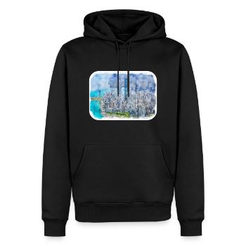 Chicago USA Aquarell Skizze gezeichnete Illustration - Männer Premium Bio Hoodie - Schwarz - Vorne - Nico (187cm)
