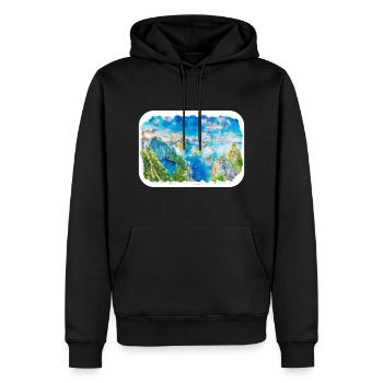 Norvège Aquarelle Esquisse Dessinée à la main Illustration - Sweat à capuche Premium bio Homme - noir - Devant - Nico (187cm)