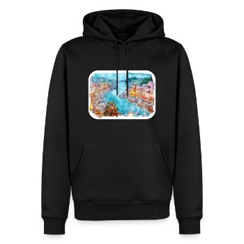 Barcelona Spanien Aquarell Skizze gezeichnet Illustrati - Männer Premium Bio Hoodie - Schwarz - Vorne - Nico (187cm)