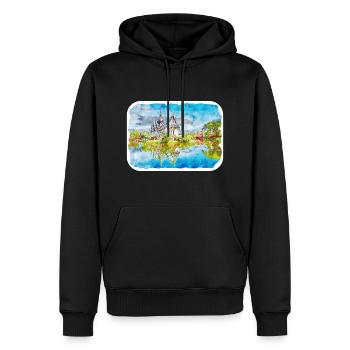 Thaïlande Aquarelle Esquisse Dessinée à la Main Illustration - Sweat à capuche Premium bio Homme - noir - Devant - Nico (187cm)