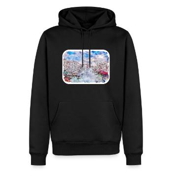 Venedig Italien Aquarellskizze Gezeichnete Illustration - Männer Premium Bio Hoodie - Schwarz - Vorne - Nico (187cm)