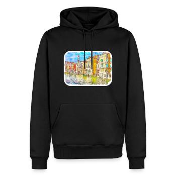 Venedig Italien Aquarell Skizze Gezeichnetes Gemälde - Männer Premium Bio Hoodie - Schwarz - Vorne - Nico (187cm)