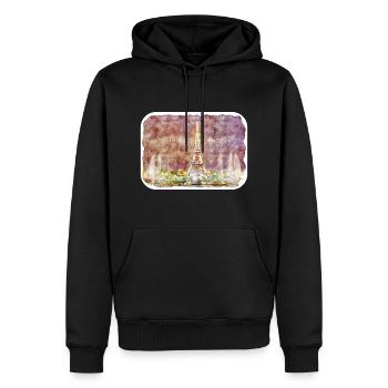 Paris Frankreich Aquarell Skizze Zeichnung Zeichnung - Männer Premium Bio Hoodie - Schwarz - Vorne - Nico (187cm)