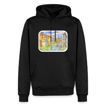 Venedig Italien Aquarell Skizze Illustration - Männer Premium Bio Hoodie - Schwarz - Vorne - Nico (187cm)