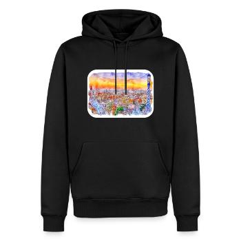 Barcelona Spanien Aquarell Skizze Gezeichnetes Gemälde - Männer Premium Bio Hoodie - Schwarz - Vorne - Nico (187cm)