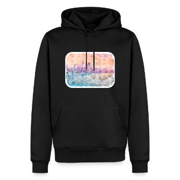 USA Aquarellskizze Handgezeichnete Illustration - Männer Premium Bio Hoodie - Schwarz - Vorne - Nico (187cm)