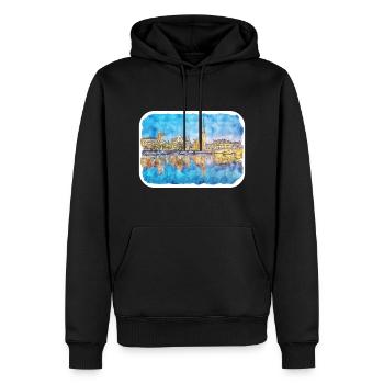 Zürich Schweiz Aquarellskizze gezeichnet Paintin - Männer Premium Bio Hoodie - Schwarz - Vorne - Nico (187cm)