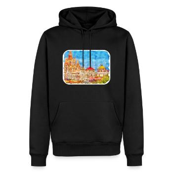San Miguel De Allende Mexique Aquarelle Esquisse Dra - Sweat à capuche Premium bio Homme - noir - Devant - Nico (187cm)