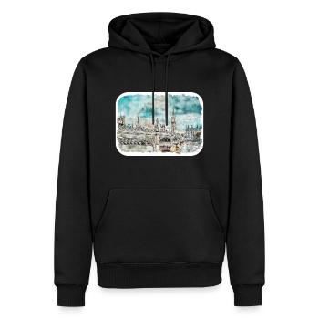 Uk Landmark Watercolor Sketch Painting Illustratio - Men’s Premium Organic Hoodie - black - Front - Nico (187cm)