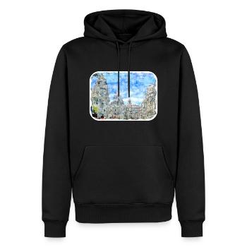 Madrid Espagne Aquarelle Esquisse Dessinée Peinture - Sweat à capuche Premium bio Homme - noir - Devant - Nico (187cm)