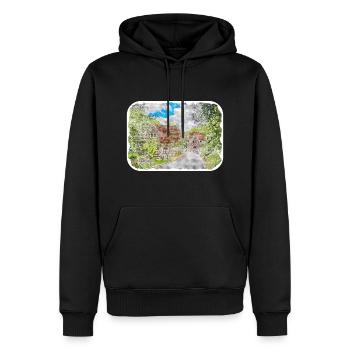 Allemagne Aquarelle Esquisse Dessinée à la main Illustration - Sweat à capuche Premium bio Homme - noir - Devant - Nico (187cm)