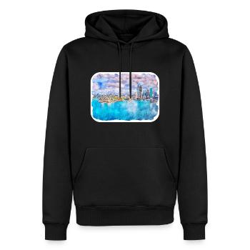 Australie Aquarelle Esquisse Dessinée à la Main Peinture - Sweat à capuche Premium bio Homme - noir - Devant - Nico (187cm)