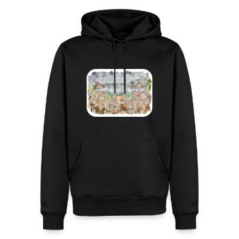Esquisse d’aquarelle de Chine Illustration dessinée à la main - Sweat à capuche Premium bio Homme - noir - Devant - Nico (187cm)