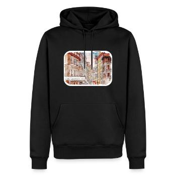 Prag Tschechien Aquarell Skizze Zeichnung - Männer Premium Bio Hoodie - Schwarz - Vorne - Nico (187cm)