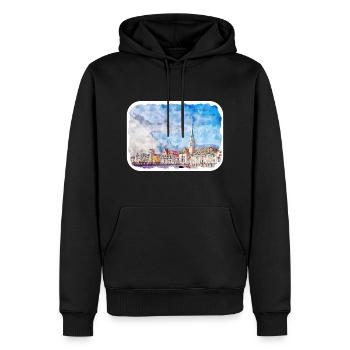 Zürich Schweiz Aquarellskizze gezeichnet Paintin - Männer Premium Bio Hoodie - Schwarz - Vorne - Nico (187cm)