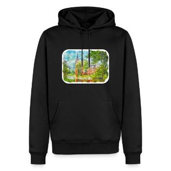 Allemagne Aquarelle Esquisse Dessinée à la main Illustration - Sweat à capuche Premium bio Homme - noir - Devant - Nico (187cm)