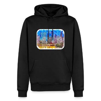 Chicago USA Aquarell Skizze gezeichnete Illustration - Männer Premium Bio Hoodie - Schwarz - Vorne - Nico (187cm)