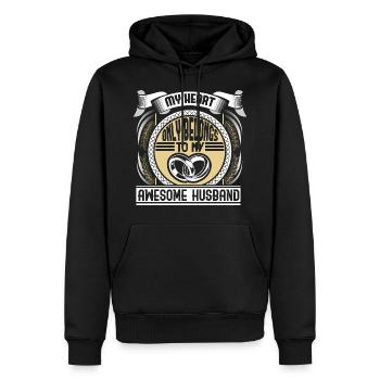 Mariage Mari Bague de mariage Cadeau - Sweat à capuche Premium bio Homme - noir - Devant - Nico (187cm)