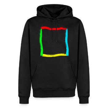 Rahmen für Kinder mit bunte Strichen - Männer Premium Bio Hoodie - Schwarz - Vorne - Nico (187cm)