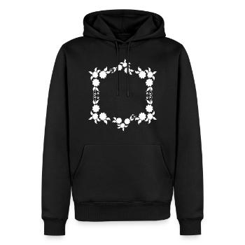 Flowers Ornaments Frame Basic Text - Men’s Premium Organic Hoodie - black - Front - Nico (187cm)