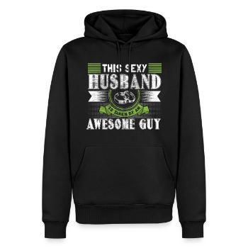 Partenariat de mariage gay - Sweat à capuche Premium bio Homme - noir - Devant - Nico (187cm)