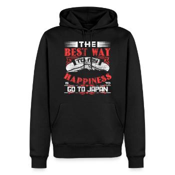 Cadeau drapeau en fleurs de cerisier du Japon - Sweat à capuche Premium bio Homme - noir - Devant - Nico (187cm)