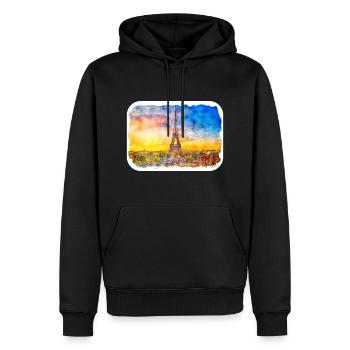Paris Frankreich Aquarellskizze Gezeichnete Illustration - Männer Premium Bio Hoodie - Schwarz - Vorne - Nico (187cm)