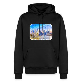 Singapour Aquarelle Esquisse Dessinée à la Main Peinture - Sweat à capuche Premium bio Homme - noir - Devant - Nico (187cm)