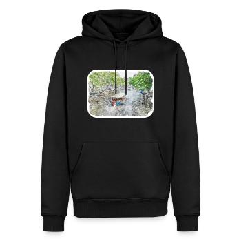 Amsterdam Niederlande Aquarellskizze Zeichnung - Männer Premium Bio Hoodie - Schwarz - Vorne - Nico (187cm)