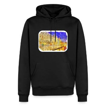 St. Petersburg Russland Aquarellskizze gezeichnet Abbus - Männer Premium Bio Hoodie - Schwarz - Vorne - Nico (187cm)