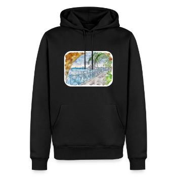 Australie Aquarelle Esquisse Dessinée à la Main Peinture - Sweat à capuche Premium bio Homme - noir - Devant - Nico (187cm)