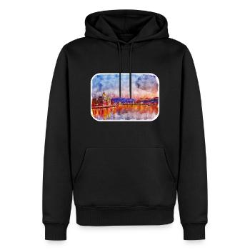 Budapest Ungarn Aquarell Skizze Illustration - Männer Premium Bio Hoodie - Schwarz - Vorne - Nico (187cm)