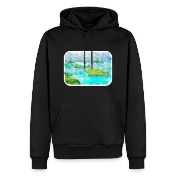 Thaïlande Aquarelle Esquisse Dessinée à la Main Illustration - Sweat à capuche Premium bio Homme - noir - Devant - Nico (187cm)