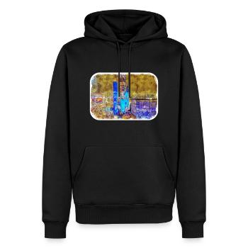 Berlin Allemagne Aquarelle Esquisse Dessinée Peinture - Sweat à capuche Premium bio Homme - noir - Devant - Nico (187cm)