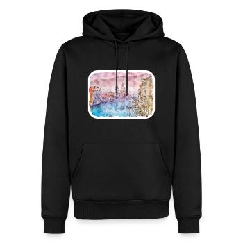 Venedig Italien Aquarell Skizze Illustration - Männer Premium Bio Hoodie - Schwarz - Vorne - Nico (187cm)