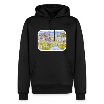 Japan Aquarellskizze Handgezeichnete Illustration - Männer Premium Bio Hoodie - Schwarz - Vorne - Nico (187cm)