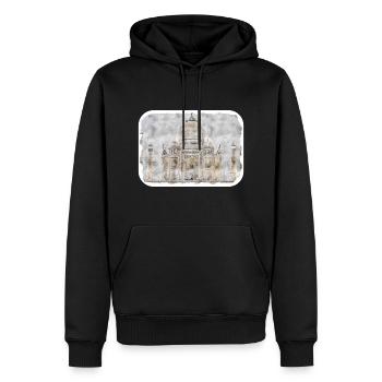 Daten-keyword_name - Männer Premium Bio Hoodie - Schwarz - Vorne - Nico (187cm)