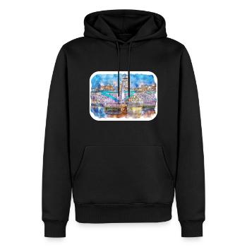 Uk Landmark Watercolor Sketch Painting Illustratio - Men’s Premium Organic Hoodie - black - Front - Nico (187cm)