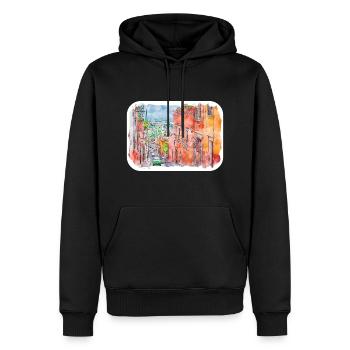 San Miguel De Allende Mexique Aquarelle Esquisse Dra - Sweat à capuche Premium bio Homme - noir - Devant - Nico (187cm)