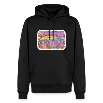 Madrid Espagne Aquarelle Esquisse Dessinée Peinture - Sweat à capuche Premium bio Homme - noir - Devant - Nico (187cm)