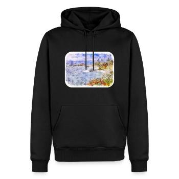 Illustration de croquis à l’aquarelle de Californie usa - Sweat à capuche Premium bio Homme - noir - Devant - Nico (187cm)