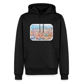 Bologne Italie Aquarelle Esquisse Illustration - Sweat à capuche Premium bio Homme - noir - Devant - Nico (187cm)