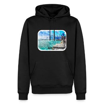 Chicago USA Aquarell Skizze gezeichnete Illustration - Männer Premium Bio Hoodie - Schwarz - Vorne - Nico (187cm)